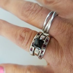 2 Carat Black Diamond Princess Cut Wedding Set